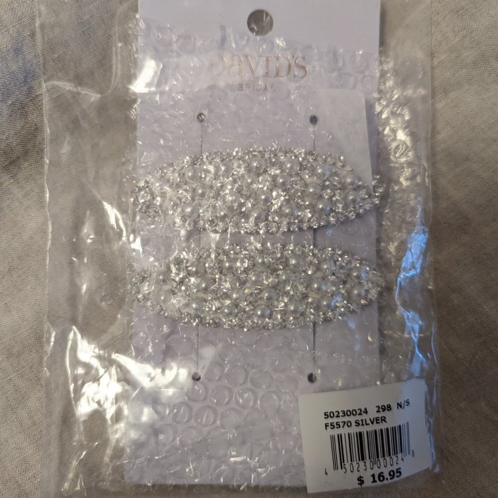 David's Bridal Pearl and Rhinestone Hair Clips